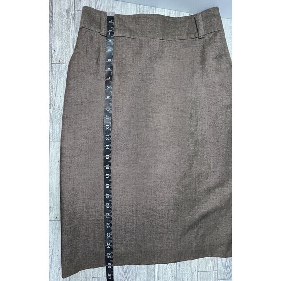 Vtg Y2K Banana Republic Brown Linen Blend Pencil Skirt Pockets 6 Dark Academia - Picture 11 of 12